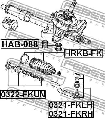 Febest 0322-FKUN - Aksiālais šarnīrs, Stūres šķērsstiepnis www.autospares.lv