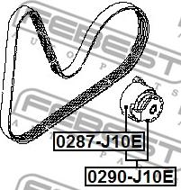 Febest 0290-J10E - Siksnas spriegotājs, Ķīļsiksna autospares.lv