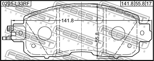 Febest 0201-L33RF - Bremžu uzliku kompl., Disku bremzes www.autospares.lv