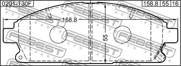 Febest 0201-T30F - Bremžu uzliku kompl., Disku bremzes autospares.lv