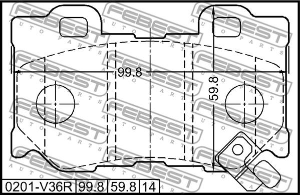 Febest 0201-V36R - Bremžu uzliku kompl., Disku bremzes www.autospares.lv