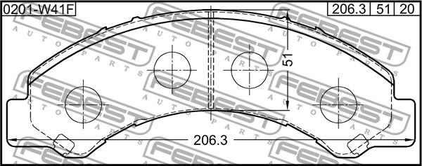 Febest 0201-W41F - Bremžu uzliku kompl., Disku bremzes www.autospares.lv