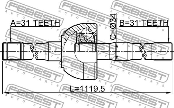 Febest 0214-Y61LH - Piedziņas vārpsta www.autospares.lv