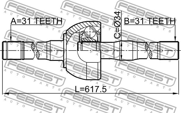 Febest 0214-Y61RH - Piedziņas vārpsta autospares.lv