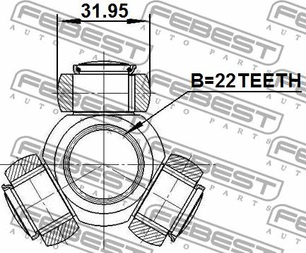 Febest 0216-B10 - 'Tripod' šarnīrs, Piedziņas vārpsta www.autospares.lv