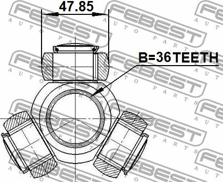 Febest 0216-Z50 - 'Tripod' šarnīrs, Piedziņas vārpsta www.autospares.lv