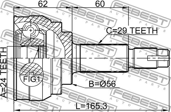 Febest 0210-089 - Šarnīru komplekts, Piedziņas vārpsta www.autospares.lv