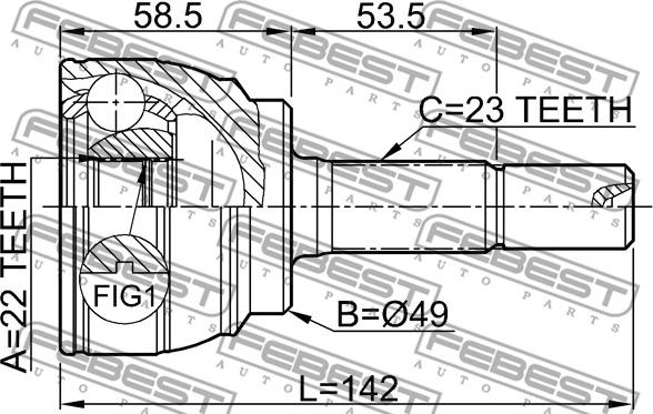 Febest 0210-E11 - Šarnīru komplekts, Piedziņas vārpsta www.autospares.lv