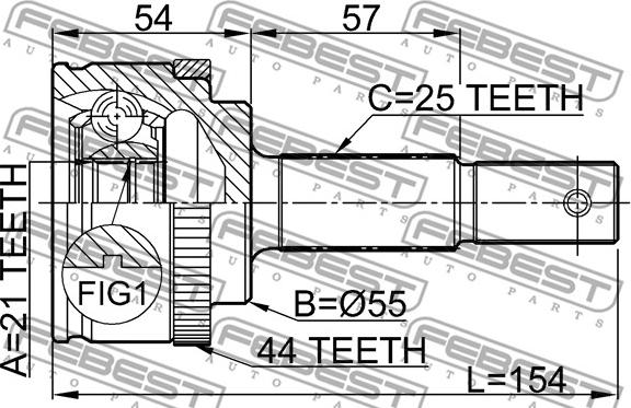 Febest 0210-QG15A44 - Šarnīru komplekts, Piedziņas vārpsta www.autospares.lv