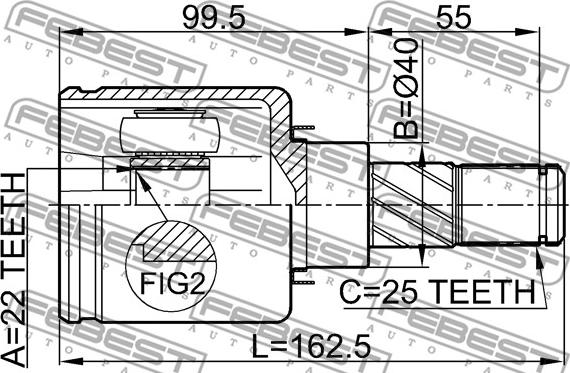 Febest 0211-B10ATRH - Šarnīru komplekts, Piedziņas vārpsta www.autospares.lv