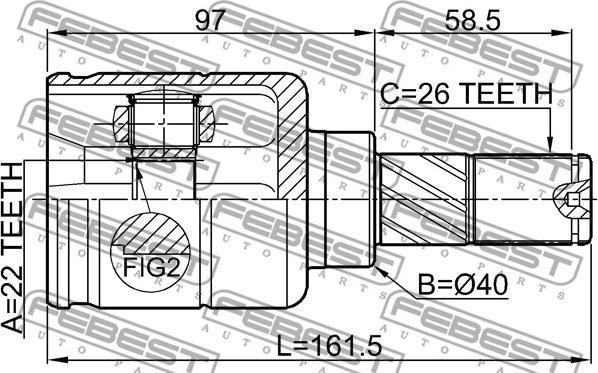 Febest 0211-E11MT16 - Šarnīru komplekts, Piedziņas vārpsta www.autospares.lv