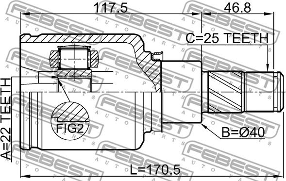 Febest 0211-F15LH - Šarnīru komplekts, Piedziņas vārpsta www.autospares.lv