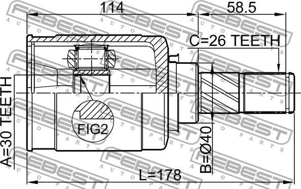 Febest 0211-J1016LH - Šarnīru komplekts, Piedziņas vārpsta www.autospares.lv