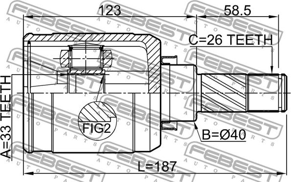 Febest 0211-J10F6LH - Šarnīru komplekts, Piedziņas vārpsta www.autospares.lv