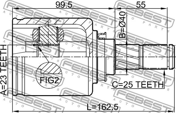 Febest 0211-JP16 - Šarnīru komplekts, Piedziņas vārpsta www.autospares.lv