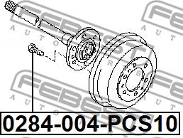 Febest 0284-004-PCS10 - Riteņa stiprināšanas skrūve www.autospares.lv