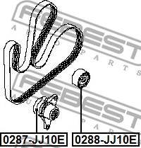 Febest 0287-JJ10E - Parazīt / Vadrullītis, Ķīļrievu siksna www.autospares.lv