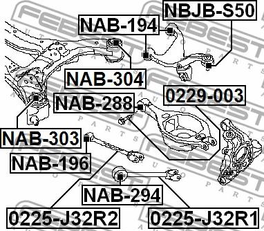 Febest 0229-003 - Riteņu sagāzuma regulēšanas skrūve www.autospares.lv