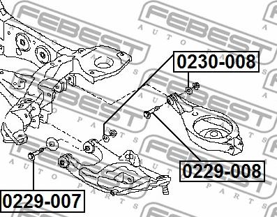 Febest 0229-008 - Riteņu sagāzuma regulēšanas skrūve www.autospares.lv