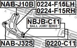 Febest 0224-F15LH - Neatkarīgās balstiekārtas svira, Riteņa piekare www.autospares.lv