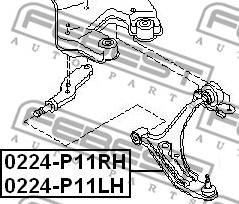 Febest 0224-P11LH - Neatkarīgās balstiekārtas svira, Riteņa piekare www.autospares.lv