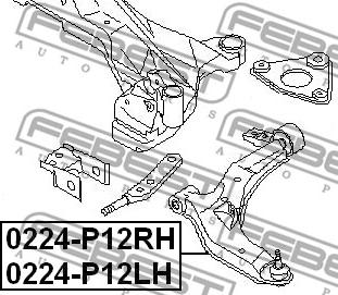 Febest 0224-P12RH - Neatkarīgās balstiekārtas svira, Riteņa piekare www.autospares.lv