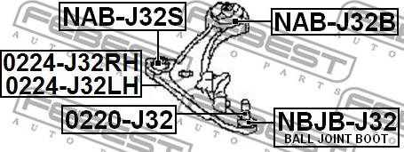 Febest NAB-J32S - Bush of Control / Trailing Arm www.autospares.lv