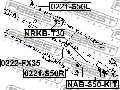 Febest 0221-S50R - Stūres šķērsstiepņa uzgalis www.autospares.lv