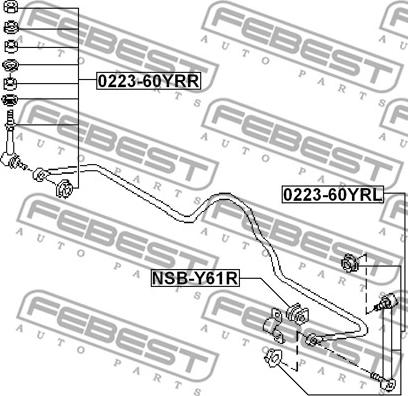 Febest 0223-60YRR - Stiepnis / Atsaite, Stabilizators www.autospares.lv