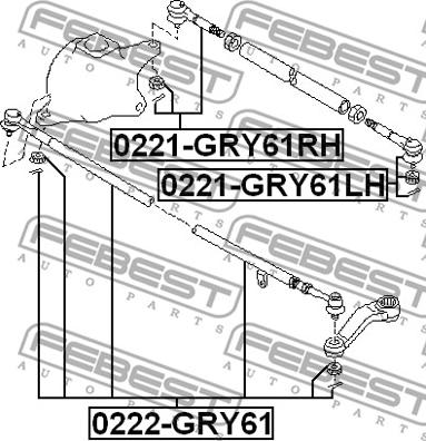 Febest 0222-GRY61 - Aksiālais šarnīrs, Stūres šķērsstiepnis www.autospares.lv