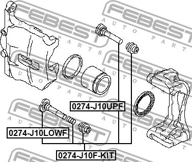 Febest 0274-J10F-KIT - Vadīkla, Bremžu suports www.autospares.lv