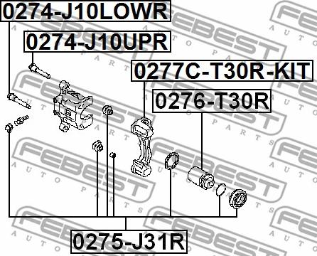 Febest 0274-J10UPR - Vadīkla, Bremžu suports www.autospares.lv