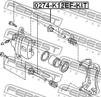 Febest 0274-K12EF-KIT - Vadīkla, Bremžu suports www.autospares.lv