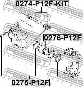 Febest 0275-P12F - Remkomplekts, Bremžu suports www.autospares.lv