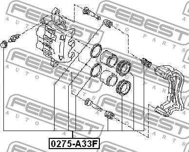 Febest 0275-A33F - Remkomplekts, Bremžu suports www.autospares.lv