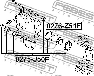 Febest 0276-Z51F - Virzulis, Bremžu suports www.autospares.lv