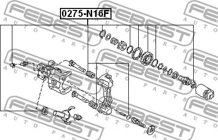 Febest 0275-N16F - Remkomplekts, Bremžu suports www.autospares.lv