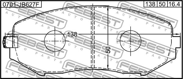 Febest 0701-JB627F - Bremžu uzliku kompl., Disku bremzes www.autospares.lv