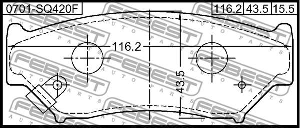 Febest 0701-SQ420F - Bremžu uzliku kompl., Disku bremzes www.autospares.lv