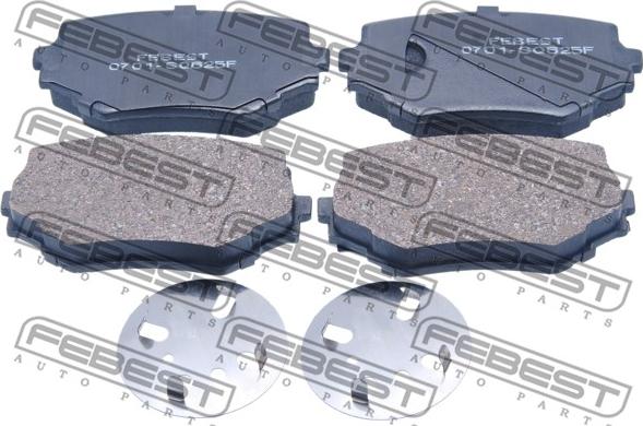 Febest 0701-SQ625F - Тормозные колодки, дисковые, комплект www.autospares.lv