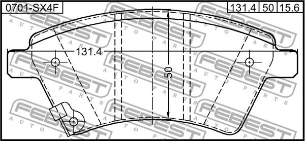 Febest 0701-SX4F - Bremžu uzliku kompl., Disku bremzes www.autospares.lv