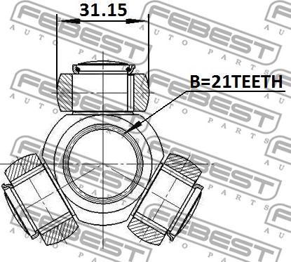 Febest 0716-RH416 - 'Tripod' šarnīrs, Piedziņas vārpsta www.autospares.lv