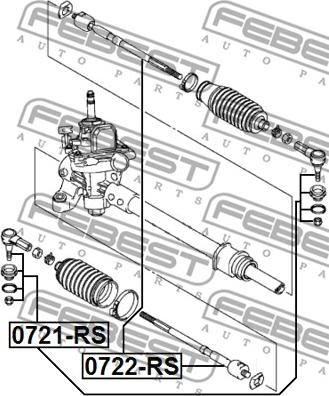 Febest 0722-RS - Aksiālais šarnīrs, Stūres šķērsstiepnis www.autospares.lv