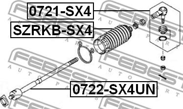 Febest 0722-SX4UN - Aksiālais šarnīrs, Stūres šķērsstiepnis www.autospares.lv