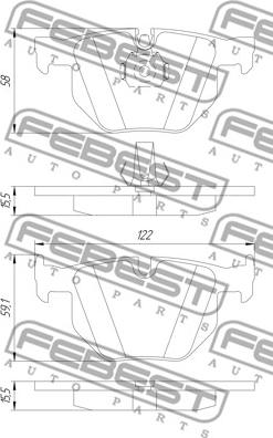 Febest 1901-E60R - Bremžu uzliku kompl., Disku bremzes www.autospares.lv