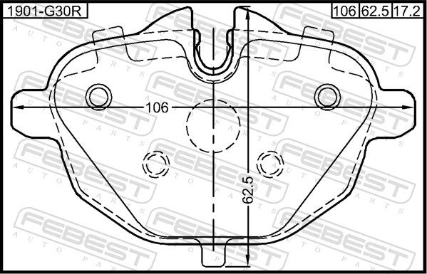 Febest 1901-G30R - Bremžu uzliku kompl., Disku bremzes www.autospares.lv