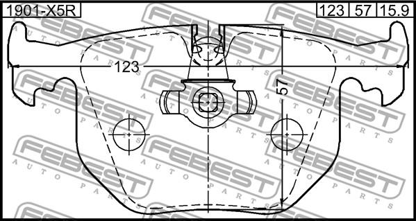 Febest 1901-X5R - Bremžu uzliku kompl., Disku bremzes www.autospares.lv