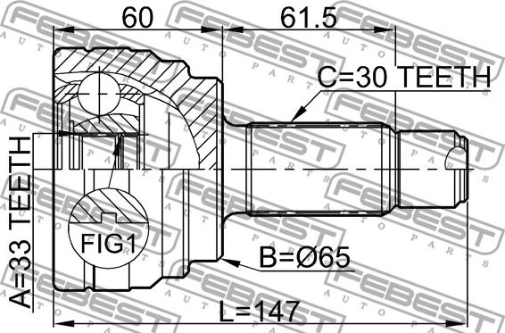 Febest 1910-E70 - Joint Kit, drive shaft www.autospares.lv