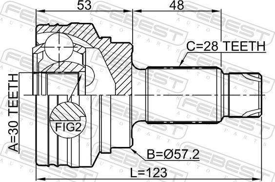 Febest 1910-F30R - Šarnīru komplekts, Piedziņas vārpsta www.autospares.lv