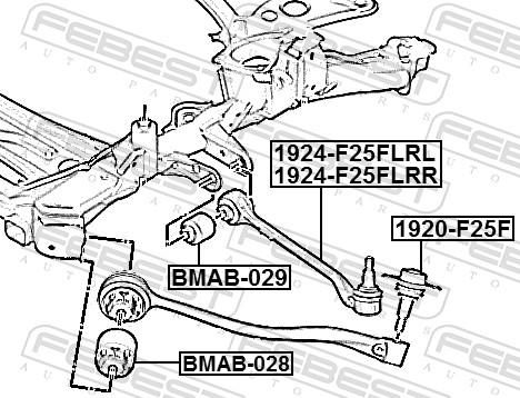 Febest 1924-F25FLRL - Neatkarīgās balstiekārtas svira, Riteņa piekare autospares.lv